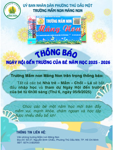 THÔNG BÁO NGÀY HỘI ĐẾN TRƯỜNG CỦA BÉ