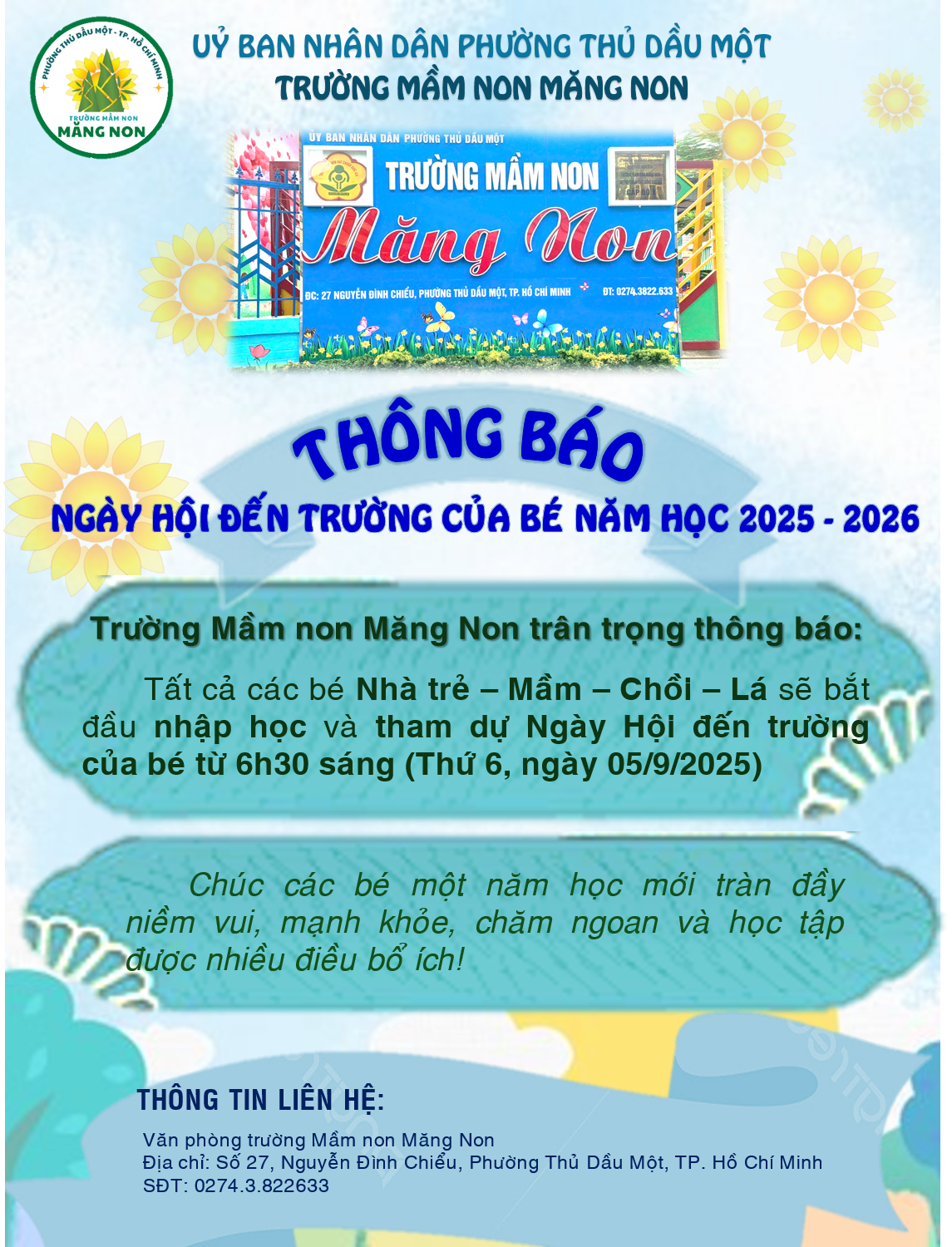 THÔNG BÁO NGÀY HỘI ĐẾN TRƯỜNG CỦA BÉ