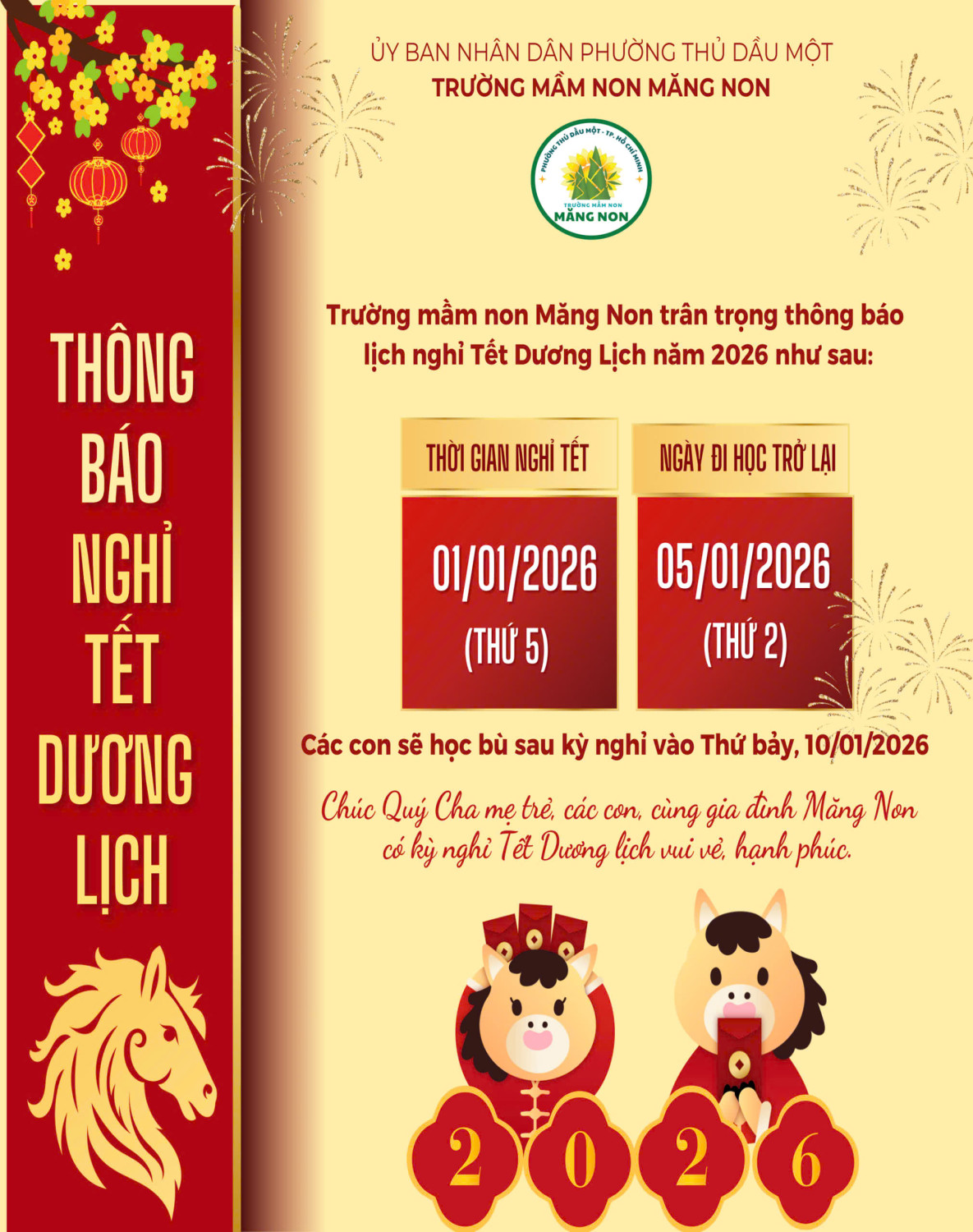 LỊCH NGHỈ TẾT DƯƠNG LỊCH 2026